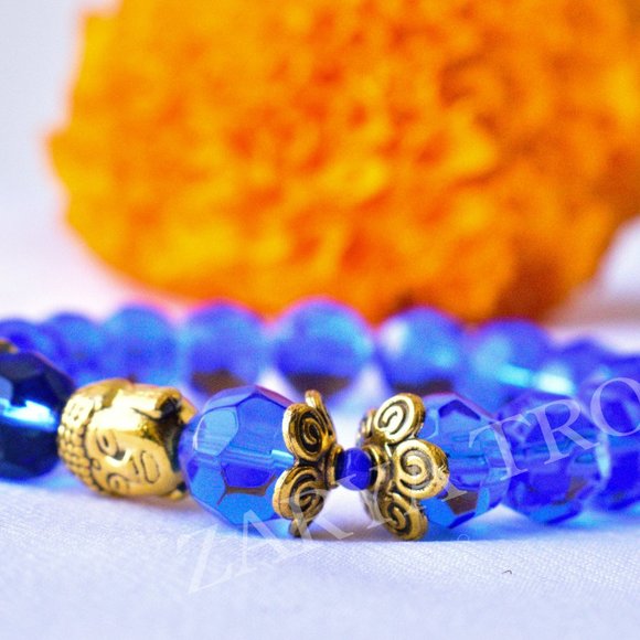 Blue Beaded Buddha Spiritual Bracelet - Picture 3 of 5